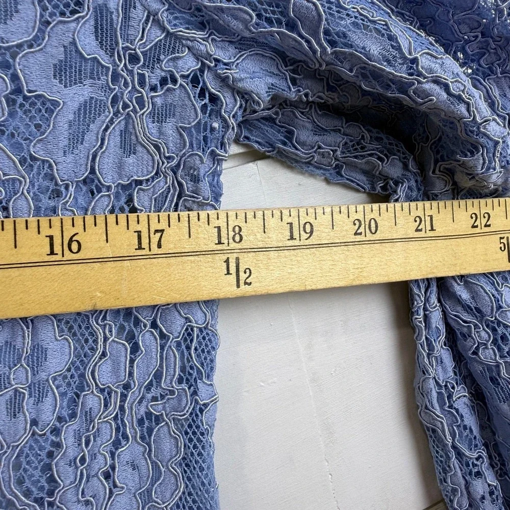 Self Portrait Blue Fine‎ Corded Lace Collared Button Up Shirt Top WOMEN 6 SHEER